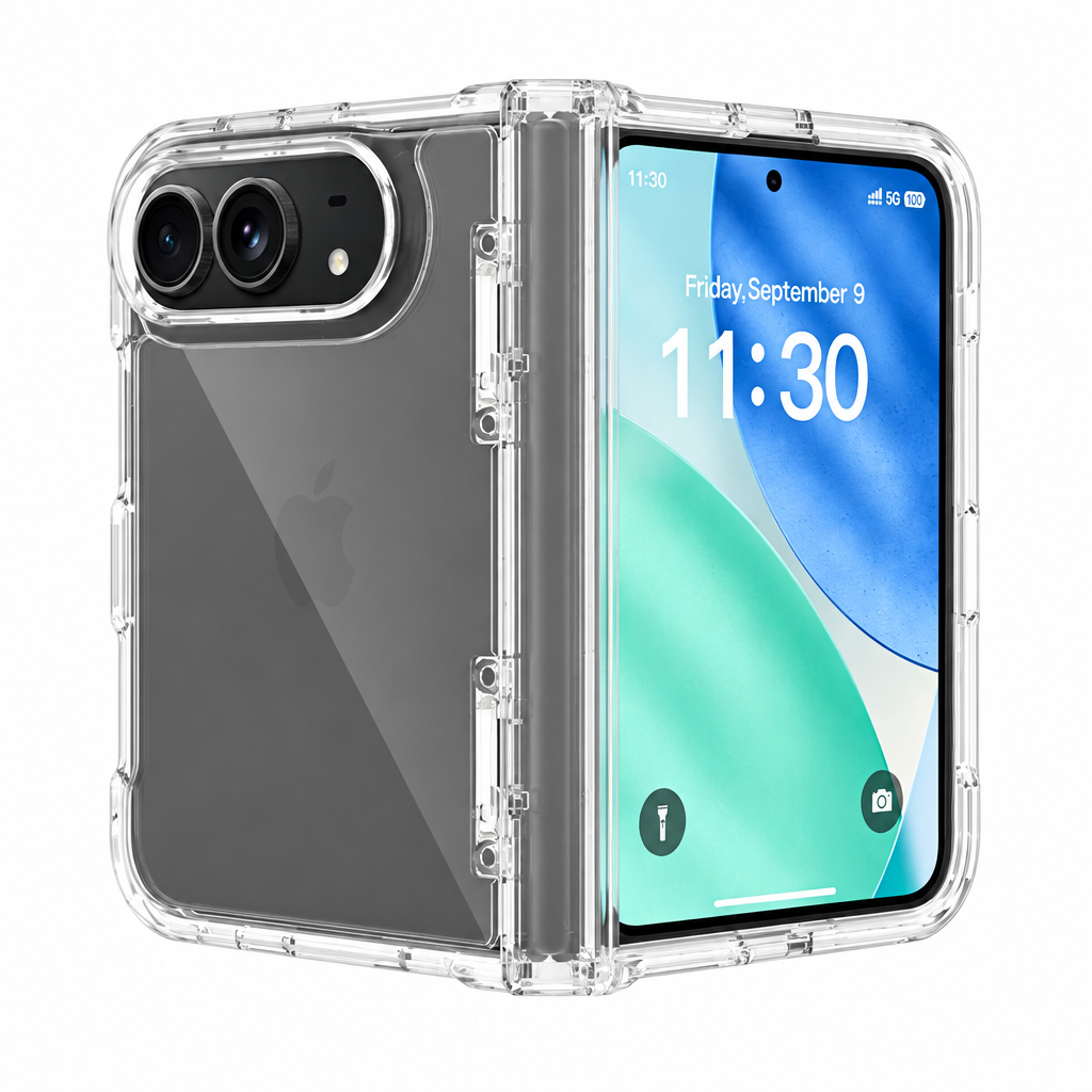 Clear Shockproof TPU Case with Integrated Side Cover for iPhone 18 Ultra, Transparent Anti-Drop Protective Phone Cover