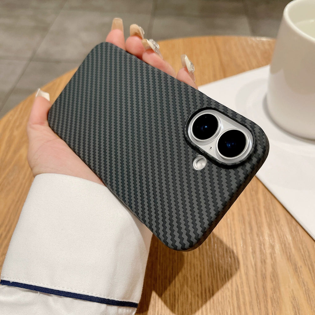 Carbon Fiber Texture Phone Case for iPhone, MagSafe Hard PC Case Ultra-thin Anti