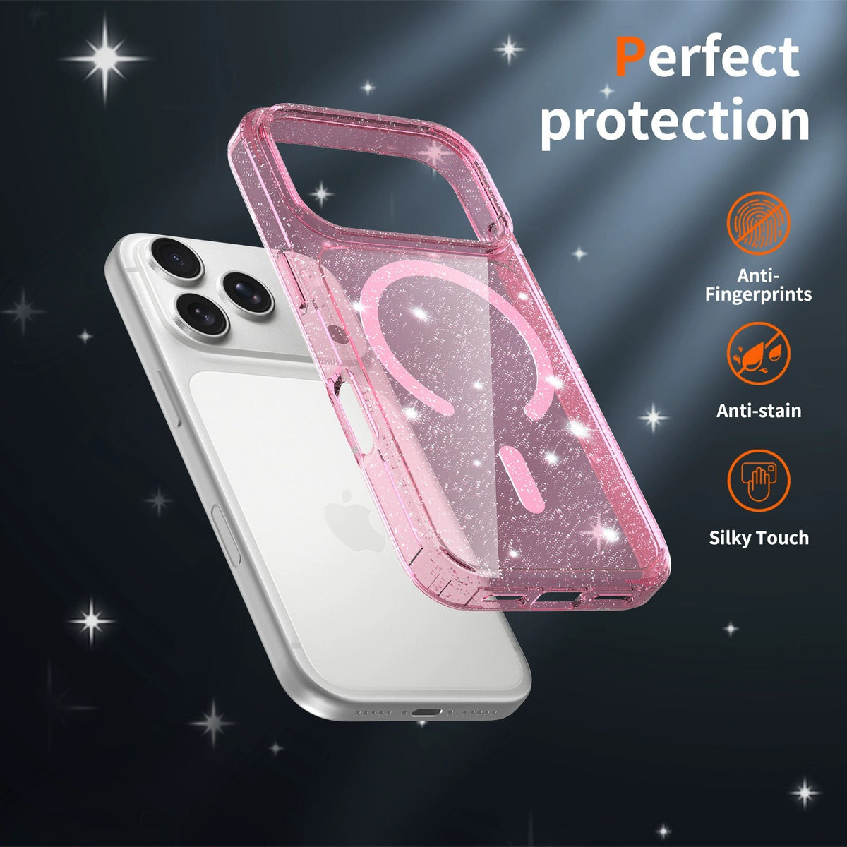 Glitter Translucent Phone Case for iPhone 16/17, Shockproof Protective Cover (Ac