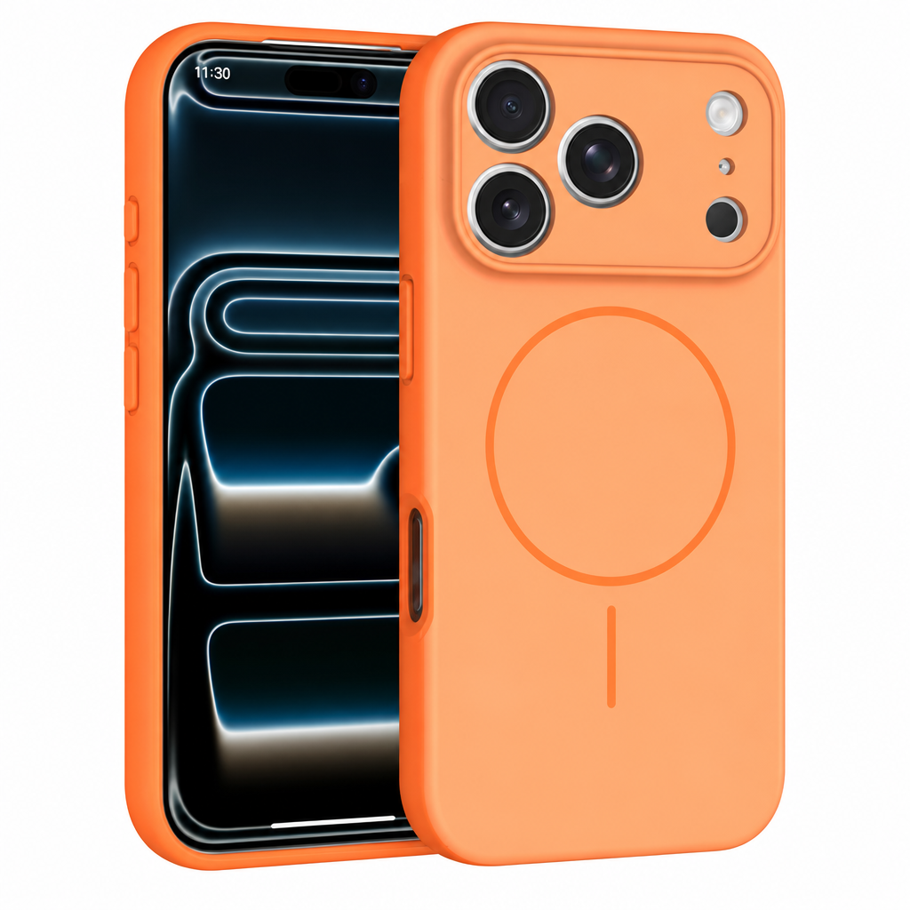 Magnetic Skin-Feel Protective Phone Case for iPhone 17 16 15 Pro Max, Anti-Fall TPU Two-in-One Cover with Lanyard Design