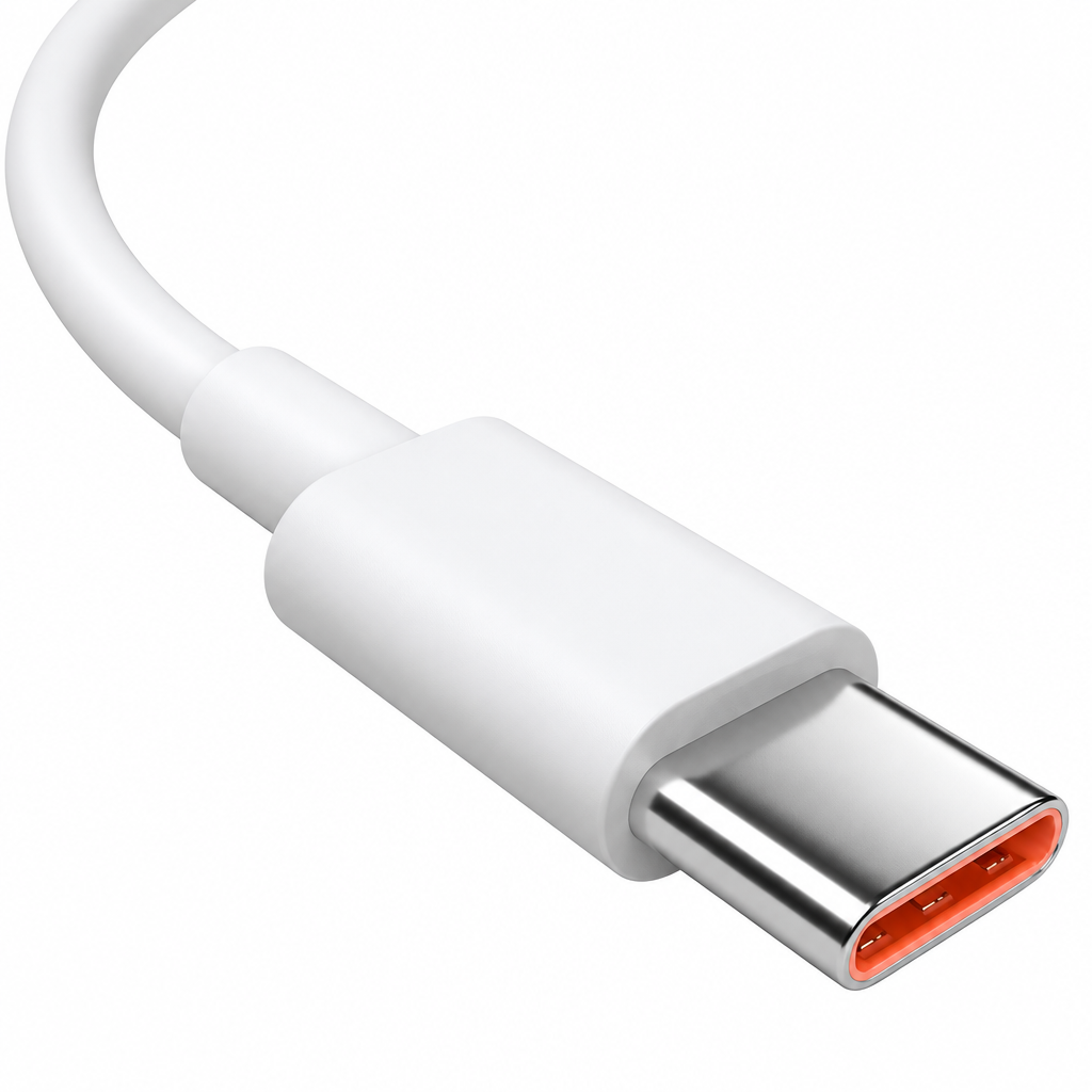 Fast Charging USB Type-C Cable 6A Data Cord Compatible with Xiaomi, Redmi K80 K60, Black Shark, Durable White TPE Charger Cable