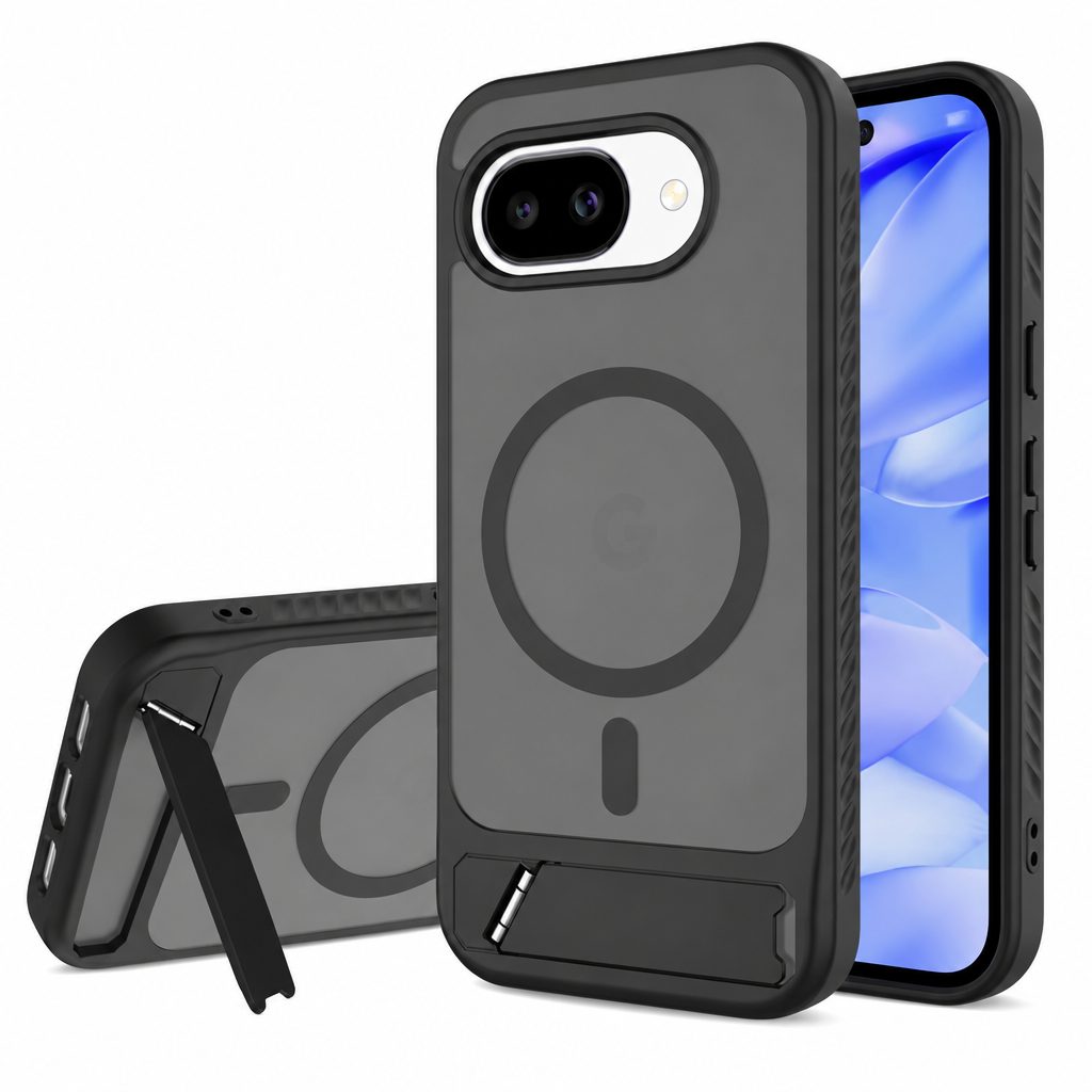 Magnetic Kickstand Phone Case, Frosted Matte 2-in-1 TPU+PC Shockproof Protective Cover with Invisible Bracket and Anti-Fingerprint Finish