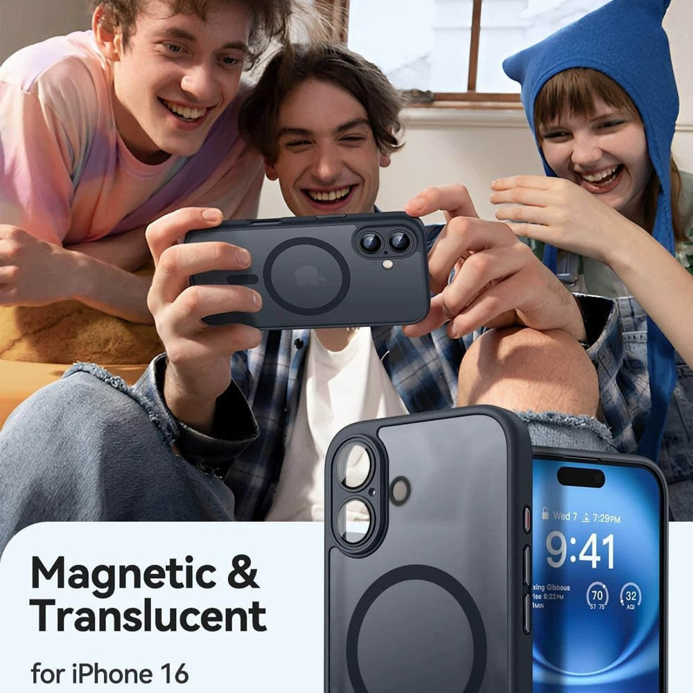 Magnetic Semi-transparent Phone Case for iPhone 17 / 16 / 18 Pro Max, Sprayed Fr