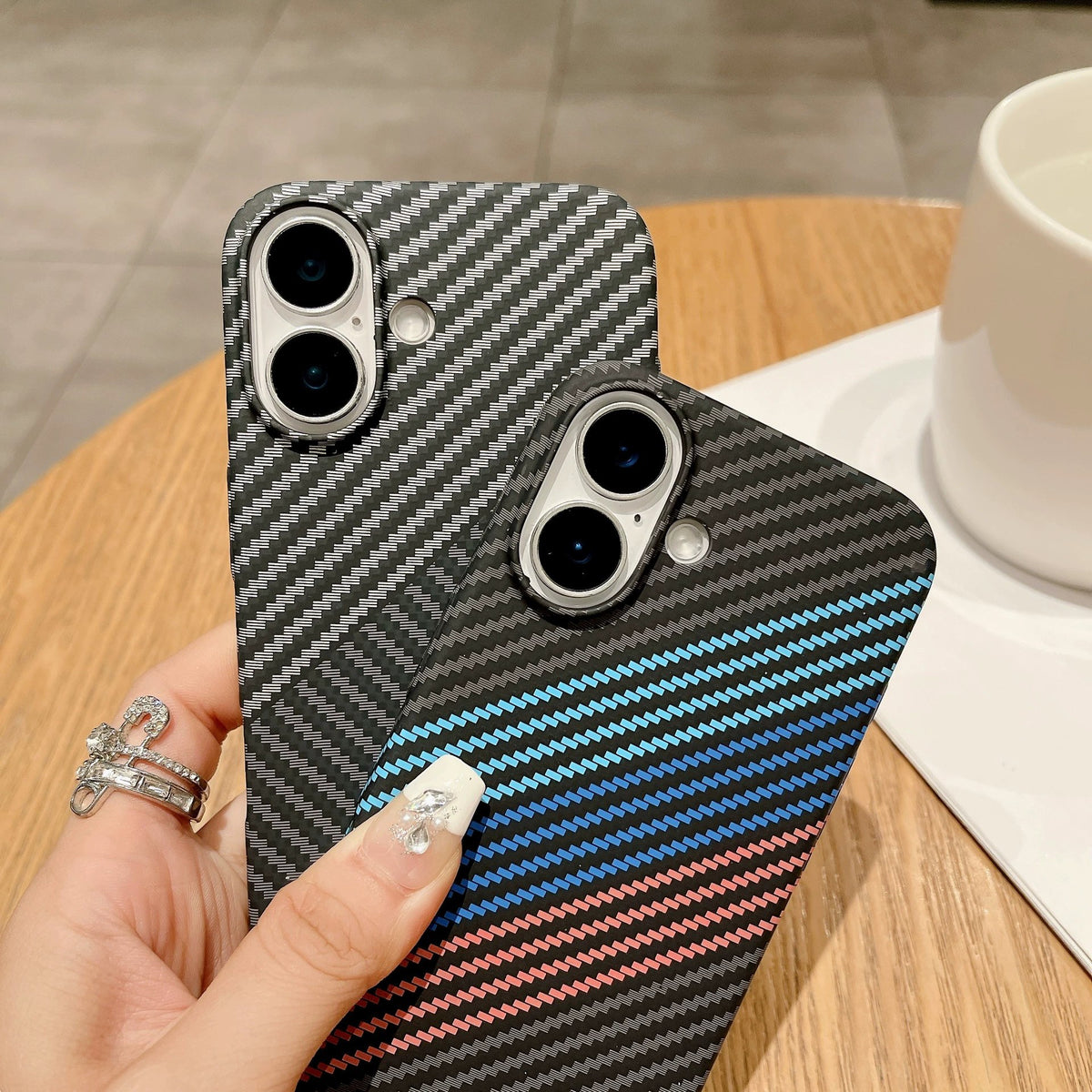 Carbon Fiber Texture Phone Case for iPhone, MagSafe Hard PC Case Ultra-thin Anti