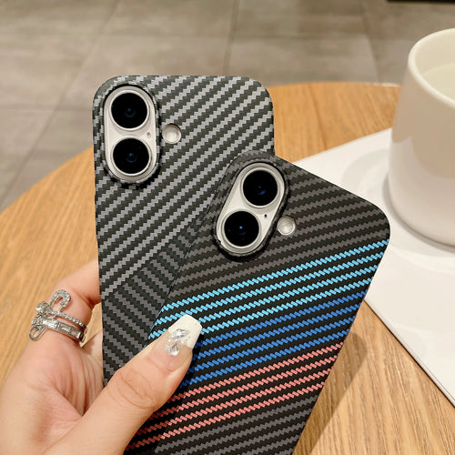 Carbon Fiber Texture Phone Case for iPhone, MagSafe Hard PC Case Ultra-thin Anti