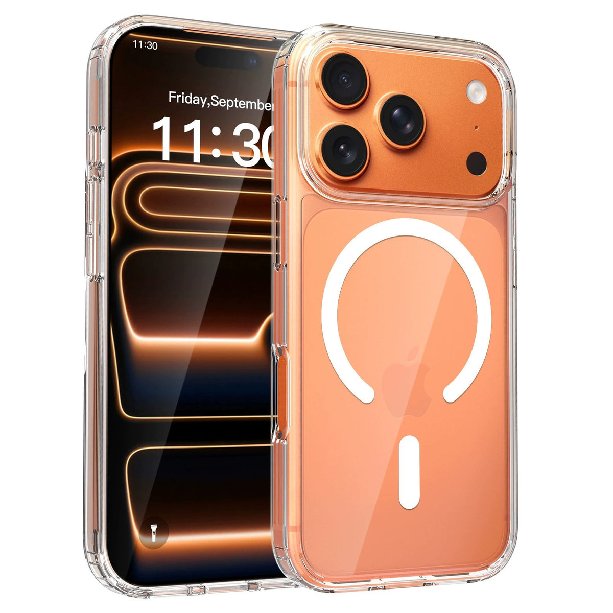 Cross-border Transparent Magnetic Phone Case for iPhone, Full Coverage Shockproo
