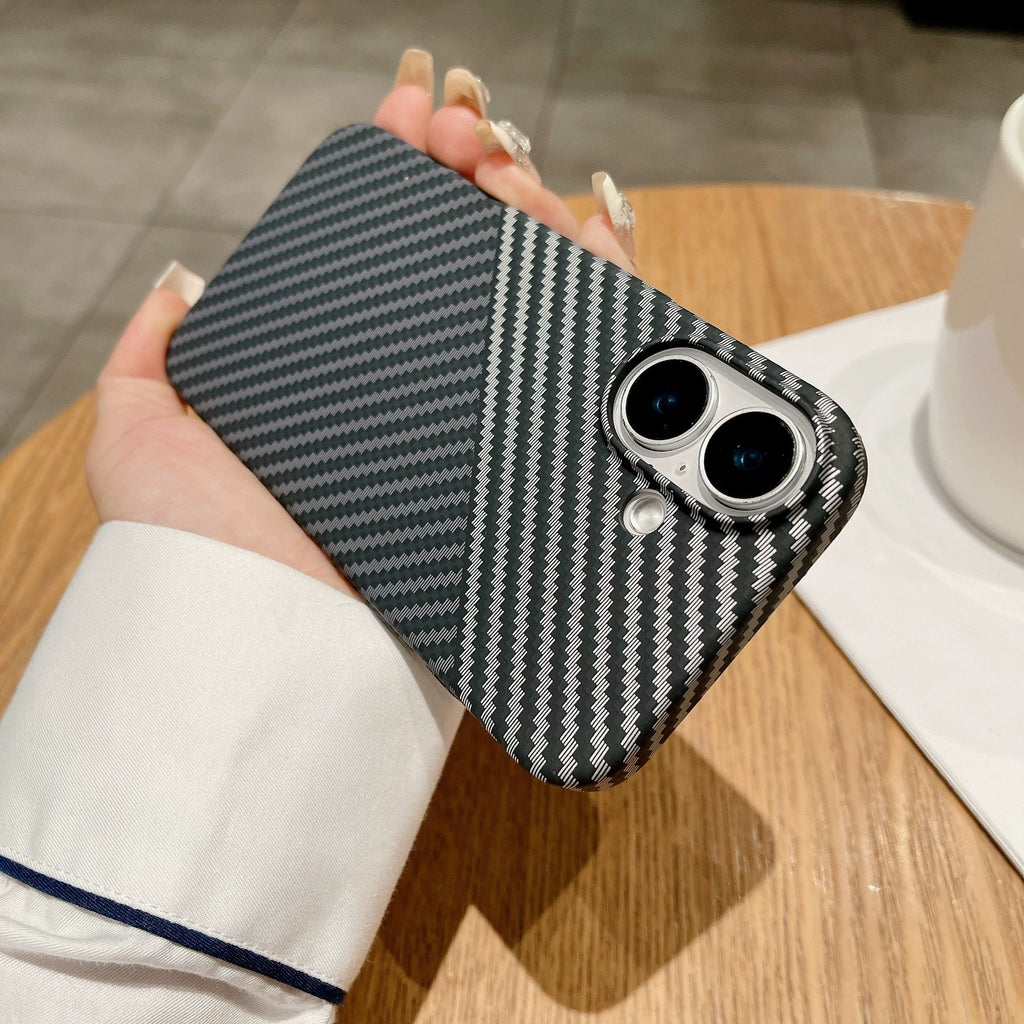 Carbon Fiber Texture Phone Case for iPhone, MagSafe Hard PC Case Ultra-thin Anti