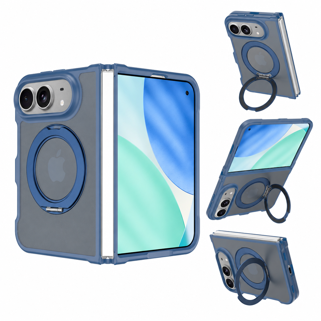 Magnetic Folding Phone Case for iPhone 18 Fold Duo, Skin-Feel TPU Protective Cover with Stand