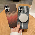 Carbon Fiber Texture Phone Case for iPhone, MagSafe Hard PC Case Ultra-thin Anti