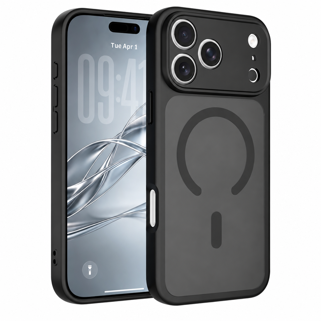 Magnetic Shockproof TPU Phone Case with Skin-Like Texture and Full Lens Protection for iPhone