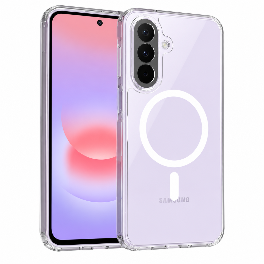 Clear Magnetic Case Compatible with Samsung Galaxy A Series, Shockproof TPU Protective Cover with Straight Edges and Lanyard Hole