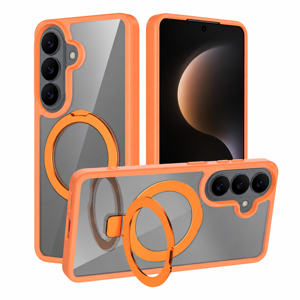 Magnetic Frosted Shockproof Stand Phone Case for Samsung Galaxy S25 S24 S23 Ultra Plus, Slim TPU Anti-Fingerprint Protective Cover with Invisible Kickstand