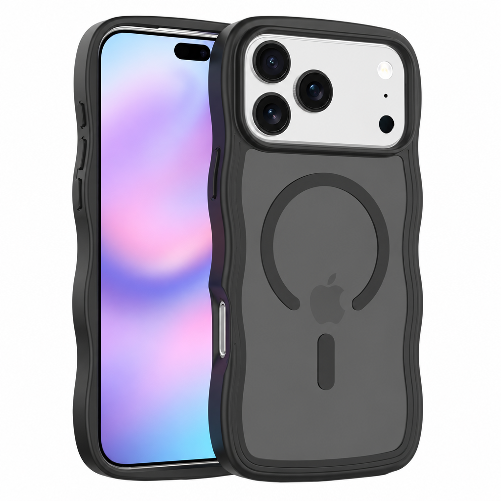 Magnetic Wave Pattern Phone Case Compatible with iPhone, Skin-Feel Anti-Drop TPU Protective Cover