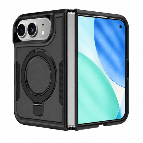 3-in-1 Magnetic Protective Case for iPhone 18 Duo with Built-in Invisible Kickstand, Shockproof Silicone Phone Cover