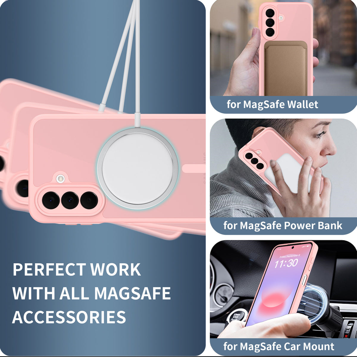 Matte Magnetic Phone Case for Samsung Galaxy Series, Skin-Feel PC+TPU Shockproof Anti-Drop Protective Cover