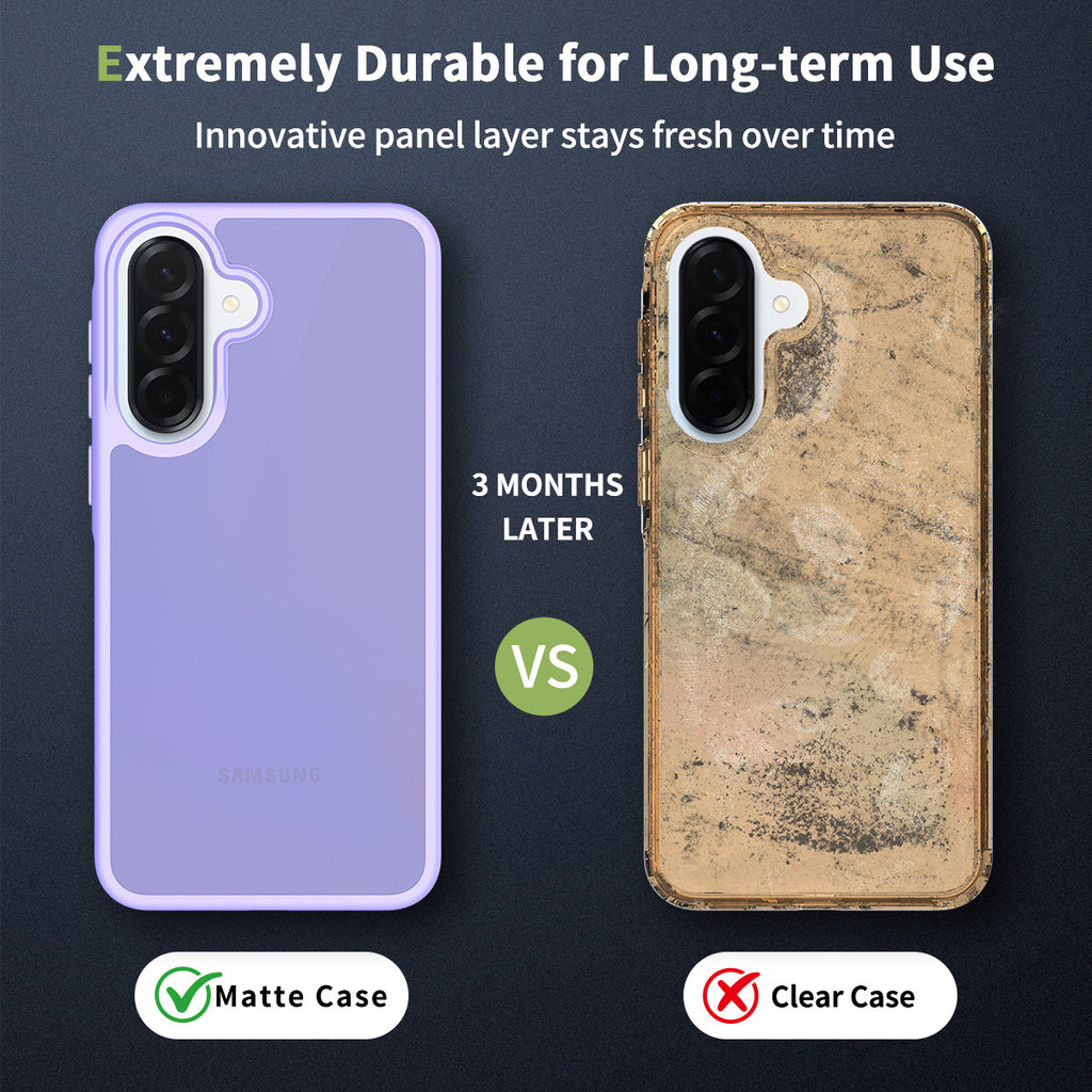 Matte Frosted Semi-Transparent Phone Case for Samsung Galaxy A37 A27 A57 A56 - Anti-Fingerprint Protective Cover with Soft TPU Edge and Hard Back