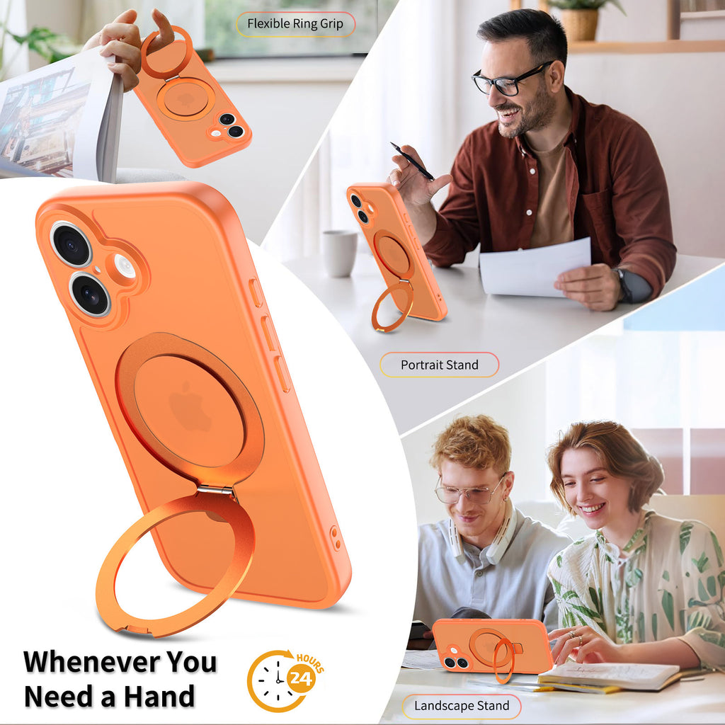 Magnetic Skin-Feel TPU Phone Case with Built-in Kickstand and Airbag Holder, Anti-Fingerprint Protective Cover Compatible with iPhone 17 Air