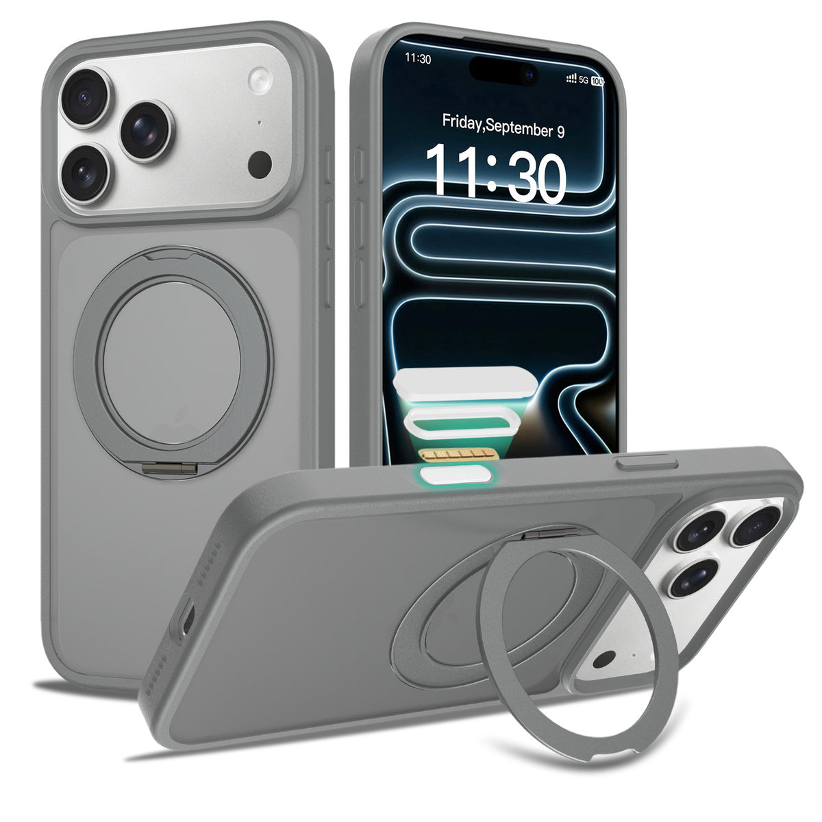 Magnetic Matte Phone Case with 360-Degree Stand and Camera Button for iPhone 17 Pro Max 16 Pro Shockproof TPU Cover