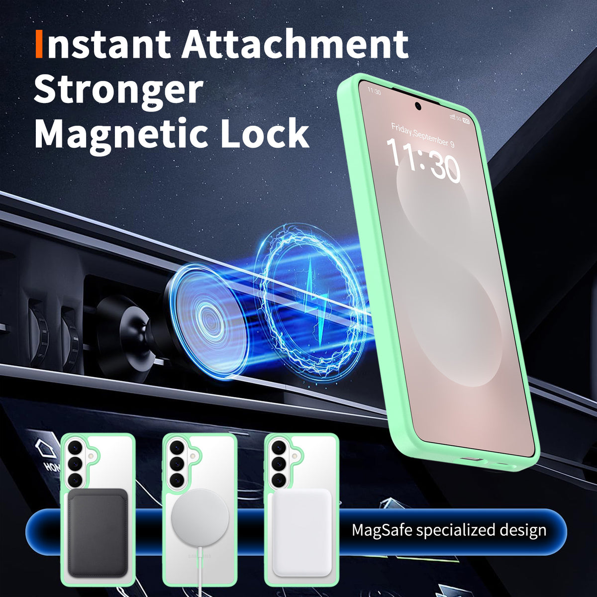 Magnetic Transparent Phone Case for Samsung Galaxy, Anti-Fall Skin-Feel TPU Protective Cover