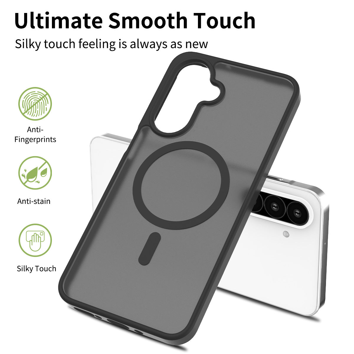 Matte Skin-Feel Magnetic Phone Case for Samsung Galaxy A Series, Shockproof Anti-Drop TPU Protective Cover