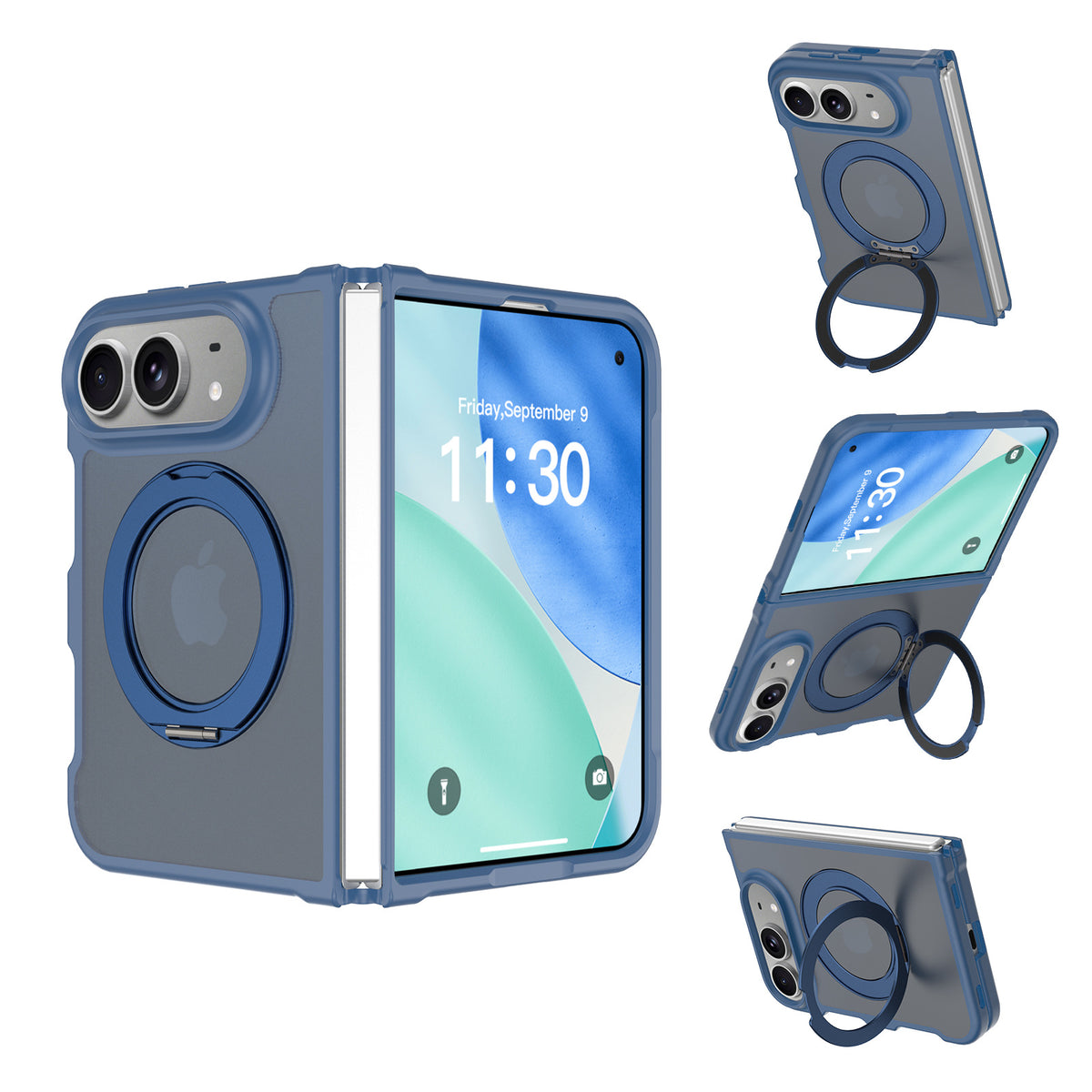 Magnetic Folding Phone Case for iPhone 18 Fold Duo, Skin-Feel TPU Protective Cover with Stand
