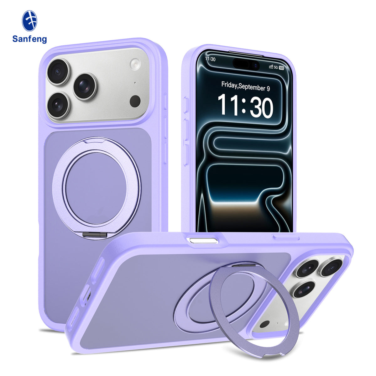 Magnetic Silicone Phone Case with 360-Degree Rotating Stand for iPhone 16 15 17 Series, Skin-Feel Anti-Drop Protective Cover