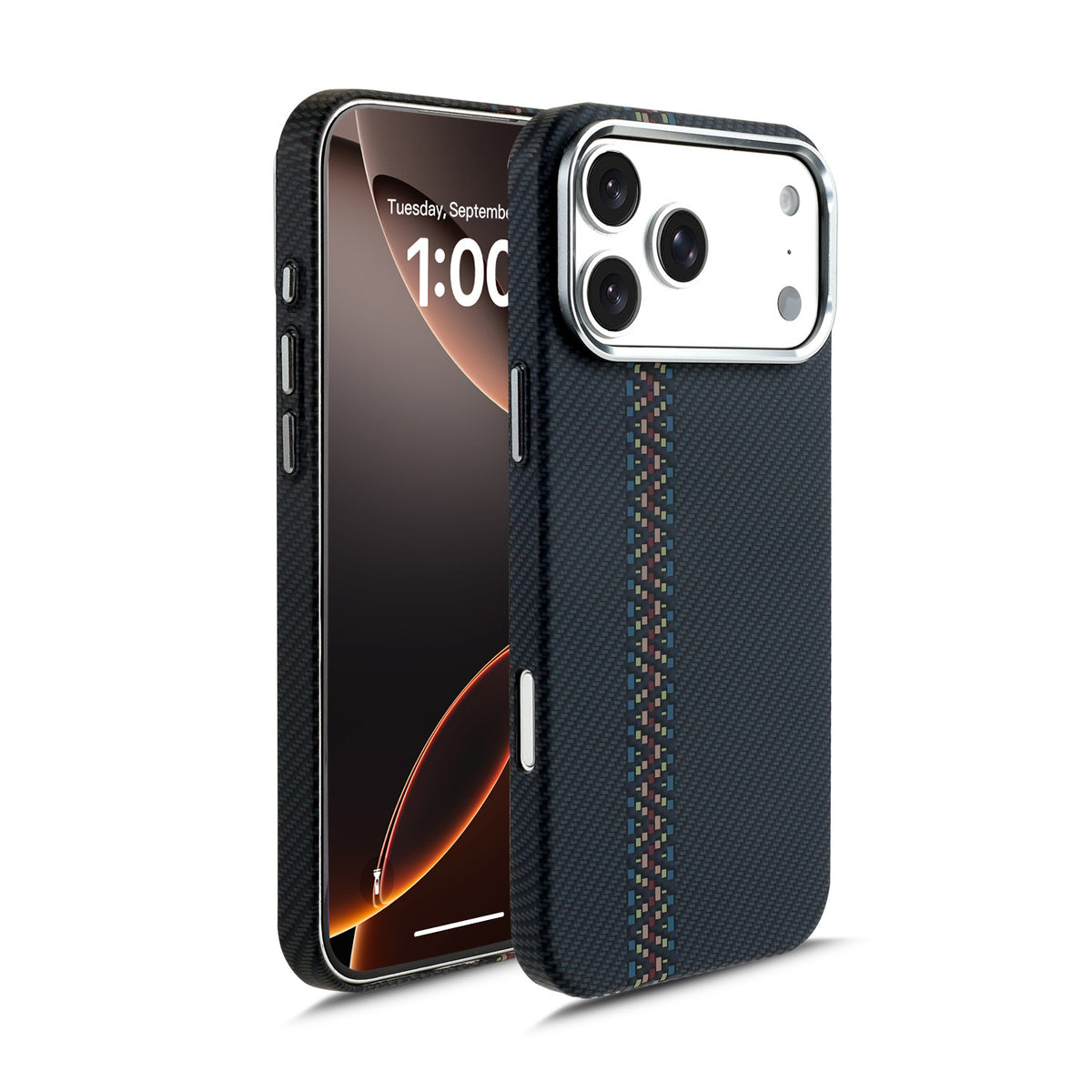 Magnetic Carbon Fiber Texture Phone Case with Metal Frame for iPhone 18 17 16 15 14 13 Pro Max Shockproof Skin-Feel Protective Cover