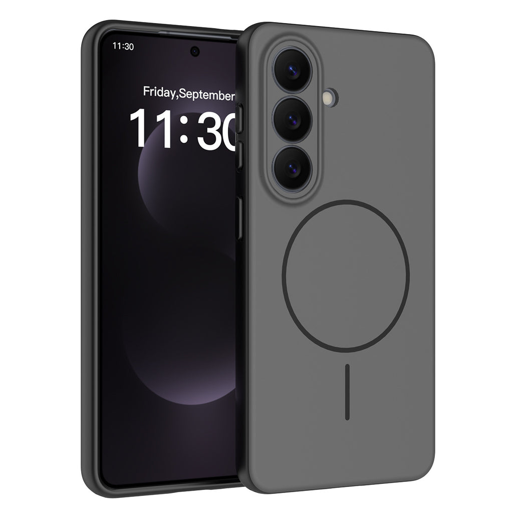 Matte Magnetic Phone Case Compatible with Samsung Galaxy S26 / S26 Plus / S25, TPU Protective Cover with Lanyard Hole & Anti-Fingerprint Finish - Light Brown