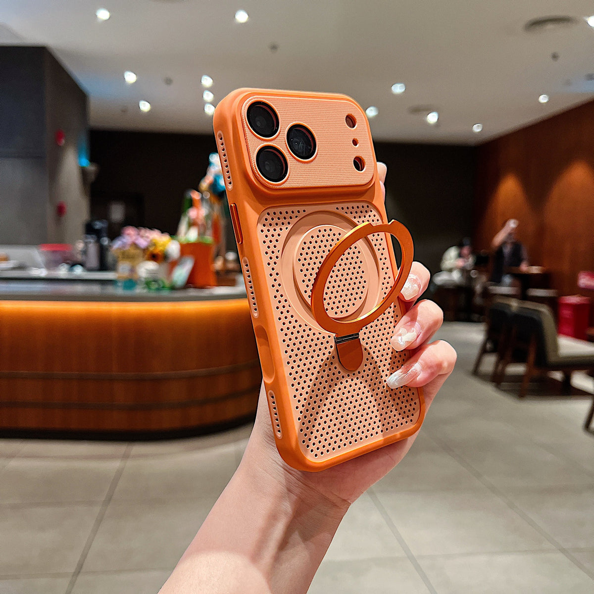 Magnetic Honeycomb Cooling Phone Case with Ring Kickstand for iPhone 16 15 14 13 12 Pro Max, Frosted Hard PC Shockproof Drop Protection Matte Cover