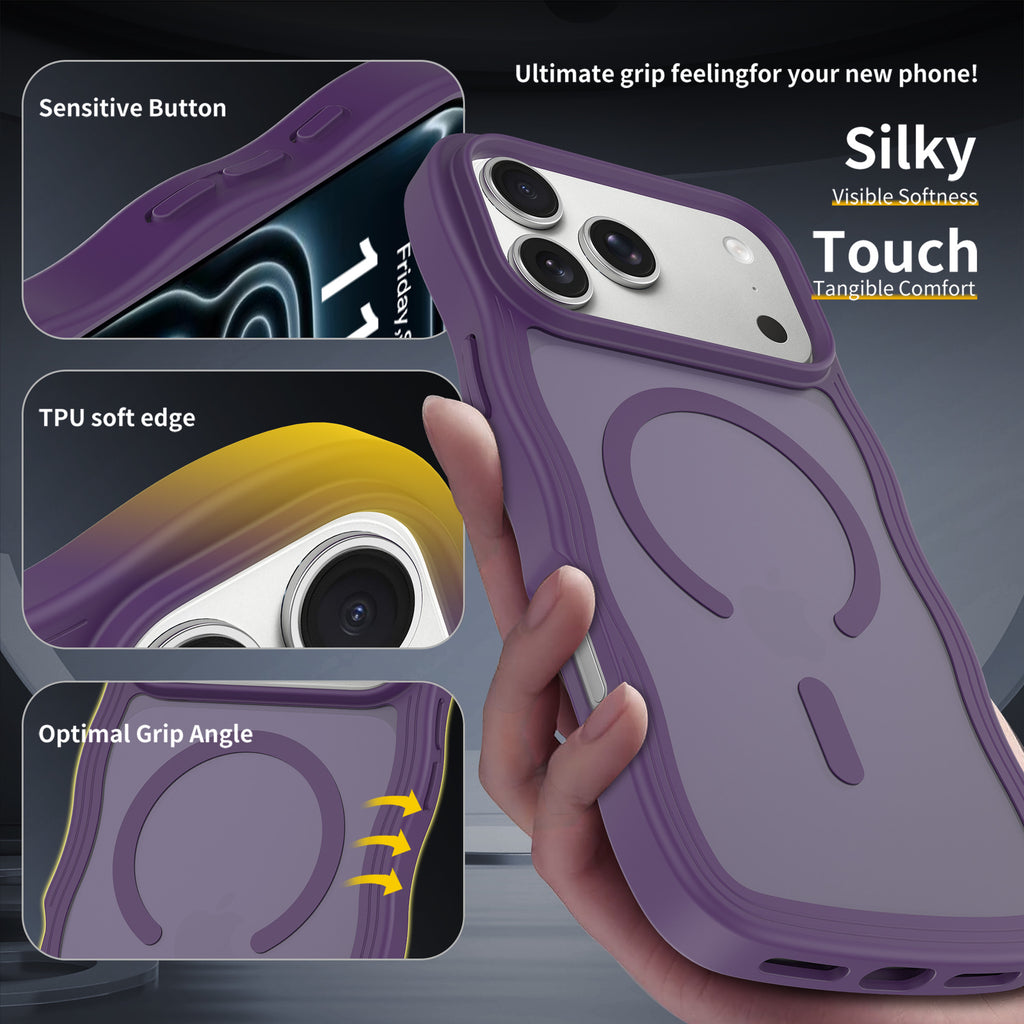 Sanfeng Magnetic Skin-Feel TPU Phone Case, Minimalist Anti-Drop Protective Shockproof Cover Compatible with iPhone