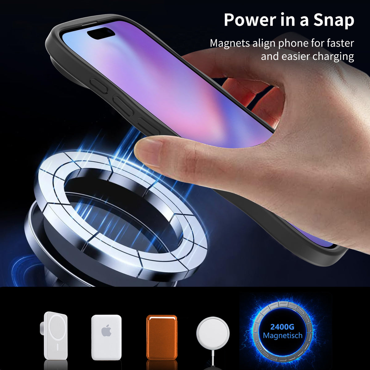Magnetic Wave Pattern Phone Case Compatible with iPhone, Skin-Feel Anti-Drop TPU Protective Cover