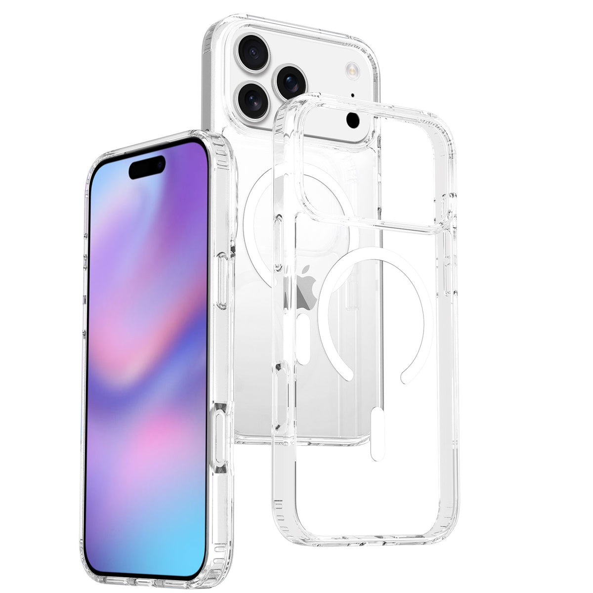 Clear Magnetic Phone Case with Buttons for iPhone 16 15 17 Pro Max Plus, 1.5mm TPU Shockproof Protective Cover