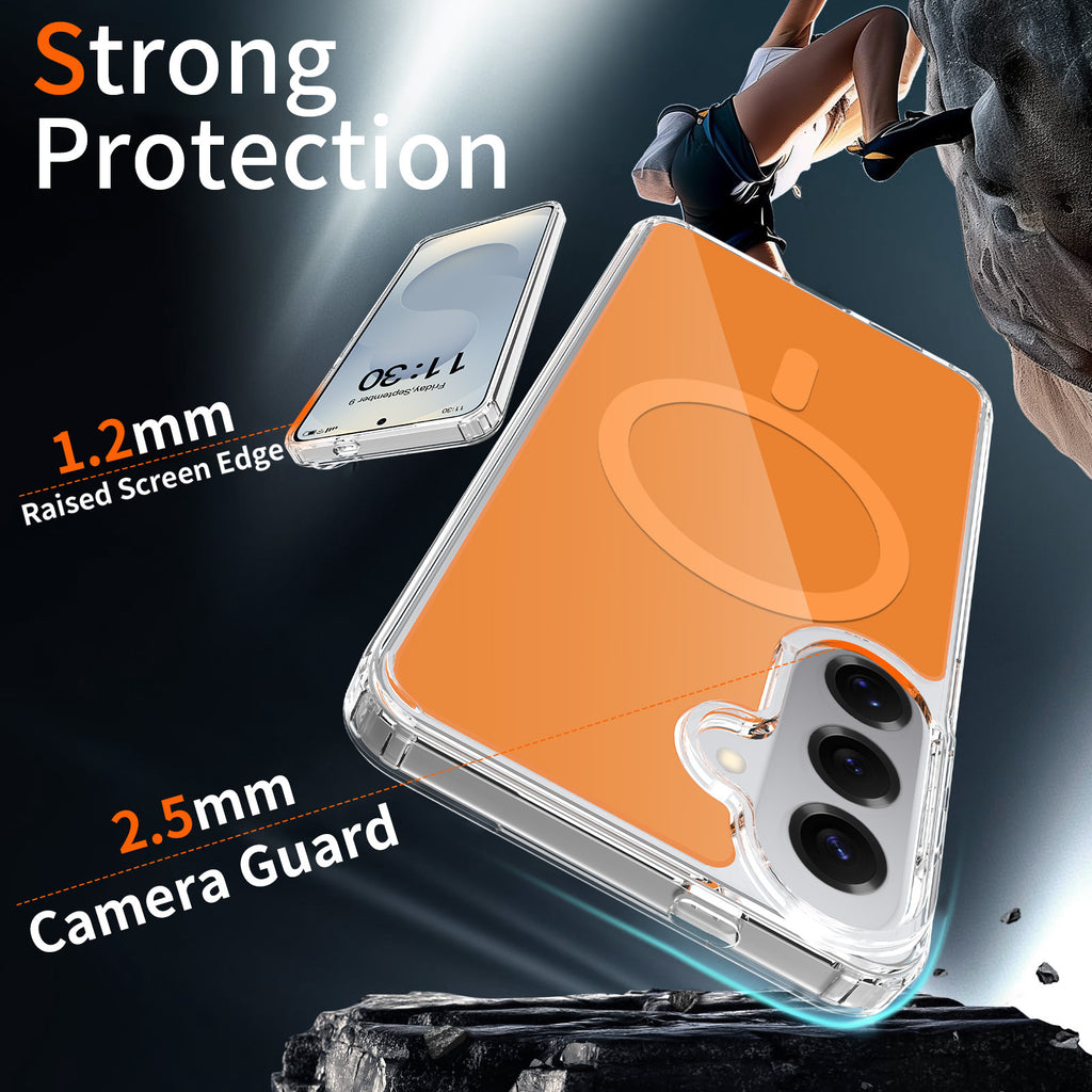 Sanfeng Clear Magnetic Phone Case for Samsung Galaxy, Anti-Fall TPU Acrylic Dual-Color Protective Cover