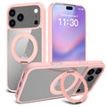 Magnetic Matte Translucent Case with Rotating Invisible Stand for iPhone 17/16/15 Series, Shockproof TPU Protective Cover
