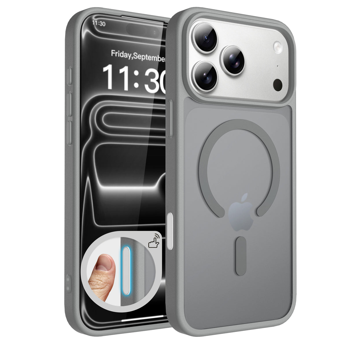 Sanfeng Magnetic Translucent Matte Anti-Fall TPU Phone Case Compatible with Apple iPhone