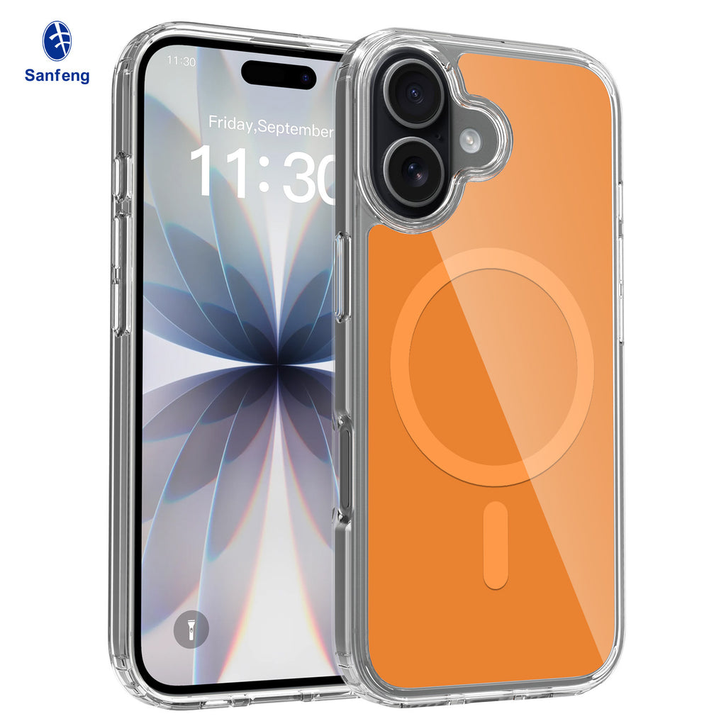 Magnetic Clear Protective Phone Case Compatible with iPhone 17 Air, Transparent TPU Silicone Cover (Transparent + Orange)