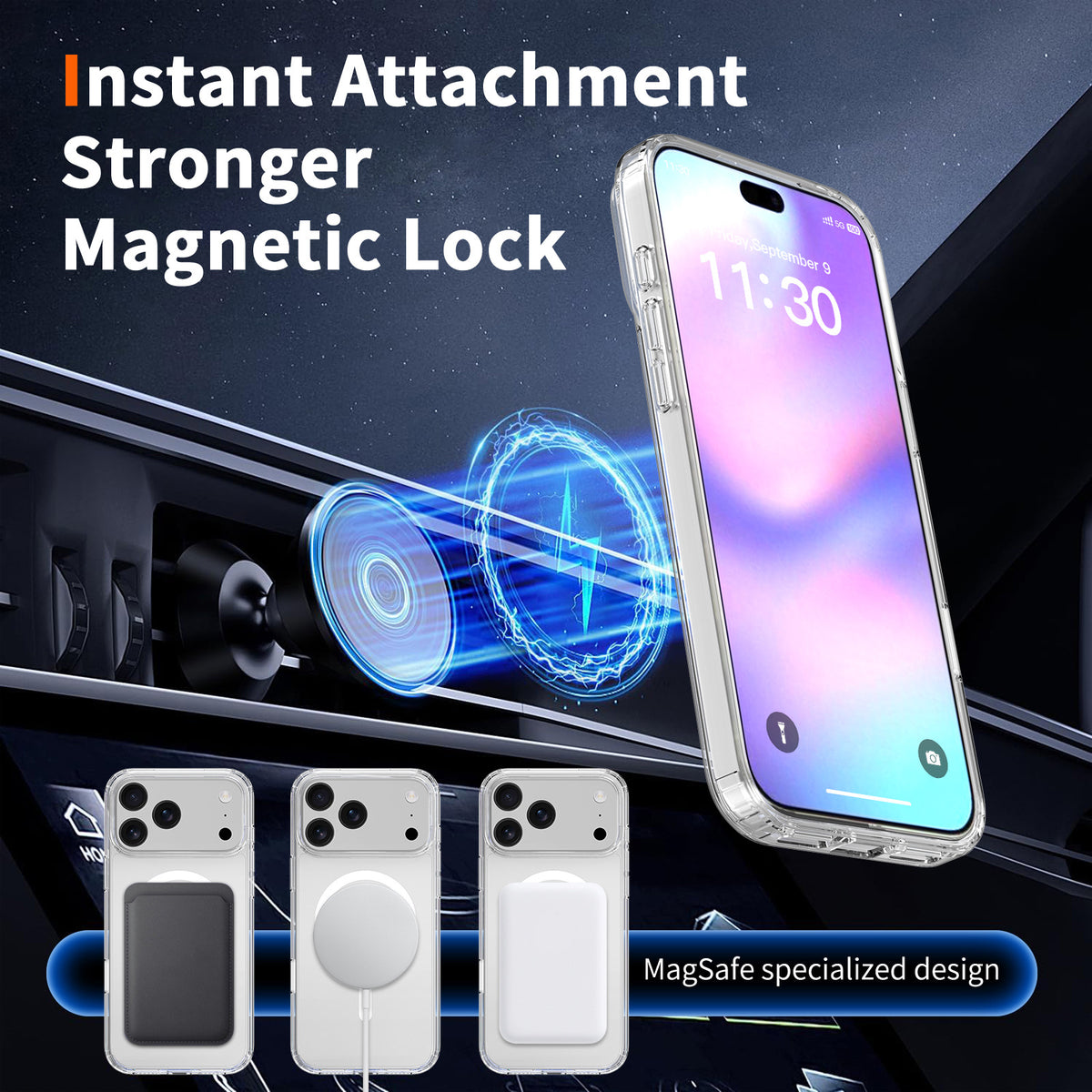 Magnetic Transparent Phone Case with Camera Button for iPhone 16 & 17 Pro Max Plus, Clear Anti-Scratch Protective Cover