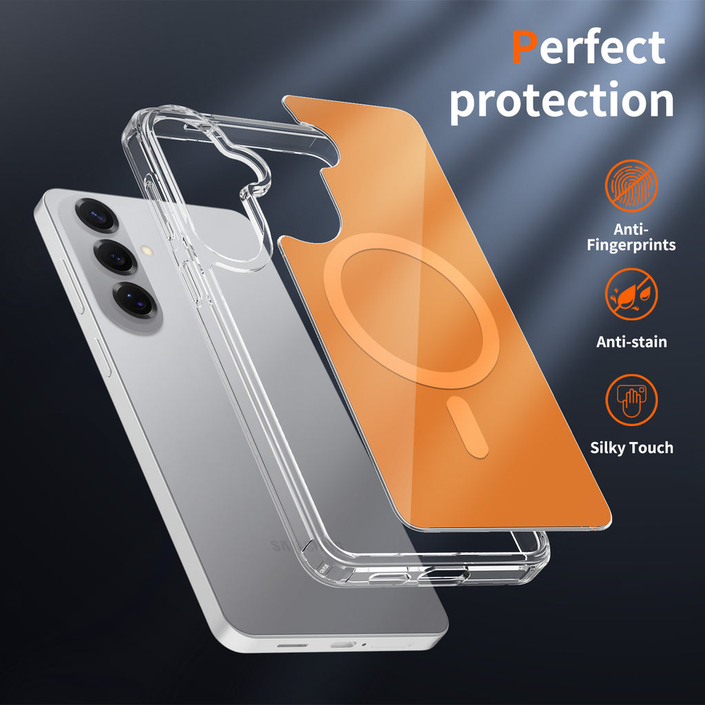 Sanfeng Clear Magnetic Phone Case for Samsung Galaxy, Anti-Fall TPU Acrylic Dual-Color Protective Cover