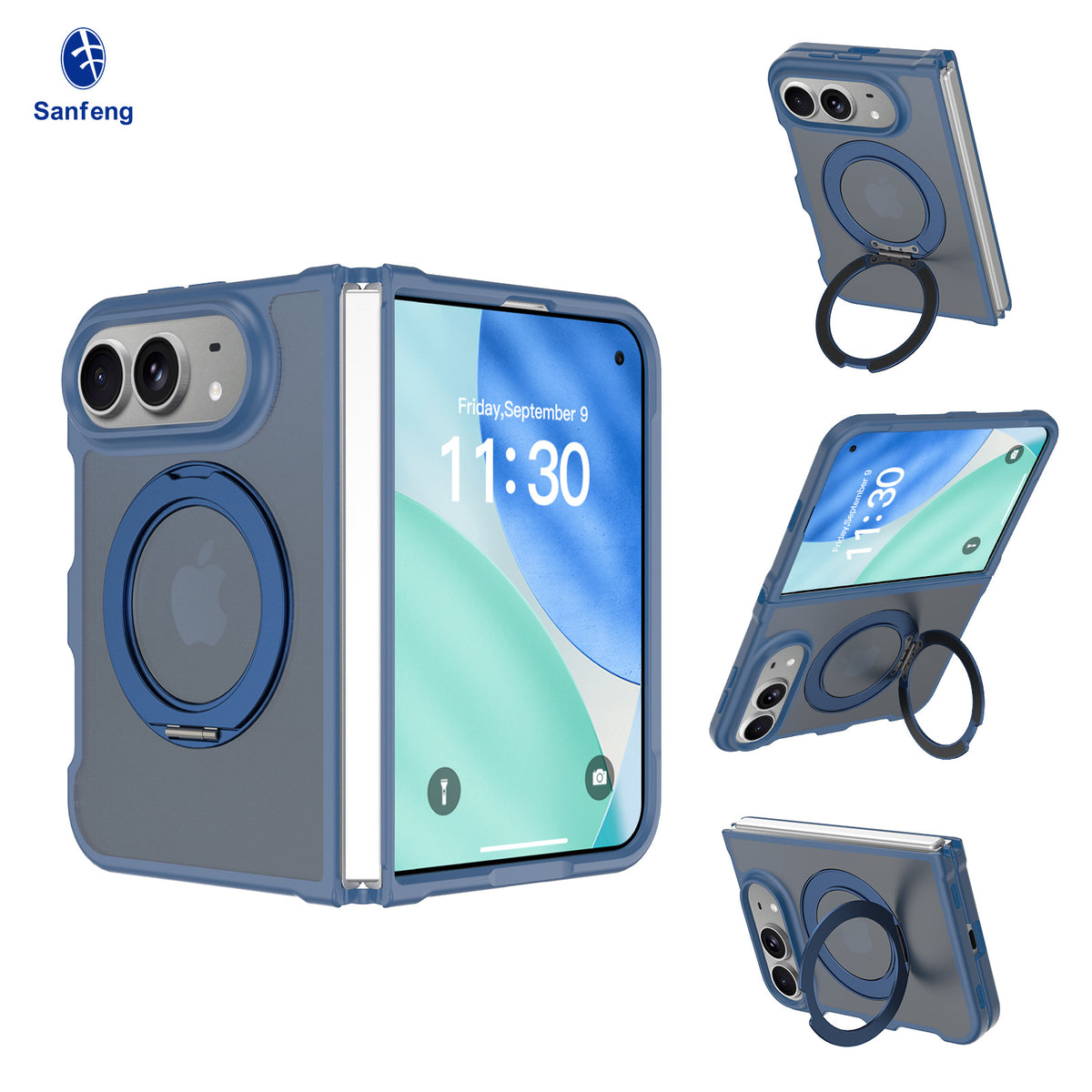 Magnetic Folding Phone Case for iPhone 18 Fold Duo, Skin-Feel TPU Protective Cover with Stand