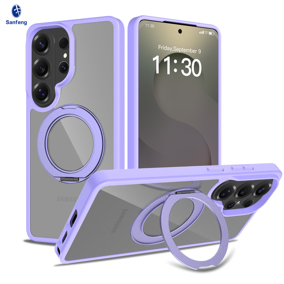 Magnetic Clear Case with Invisible Stand for Samsung Galaxy S25 S24 S23 Ultra Plus, Frosted TPU Anti-Fingerprint Protective Cover