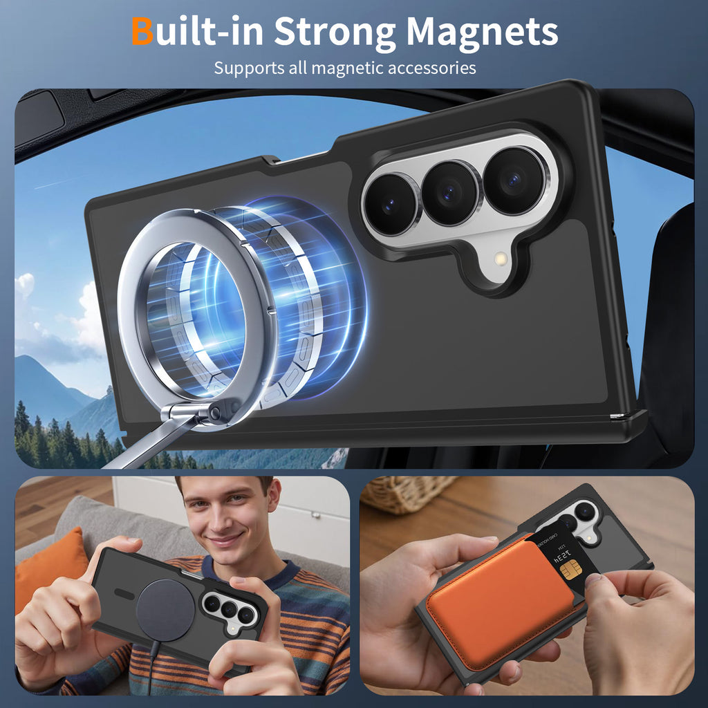 Magnetic Matte Phone Case for Samsung Galaxy Z Fold 8 / Z Fold 7, TPU Shockproof Protective Foldable Cover with Hinge Protection