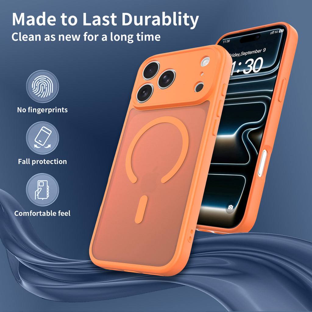 Magnetic Skin-Feel TPU Phone Case for iPhone 17 Pro Max, 16 Pro Max and 15 Pro, Slim Anti-Fingerprint Protective Cover