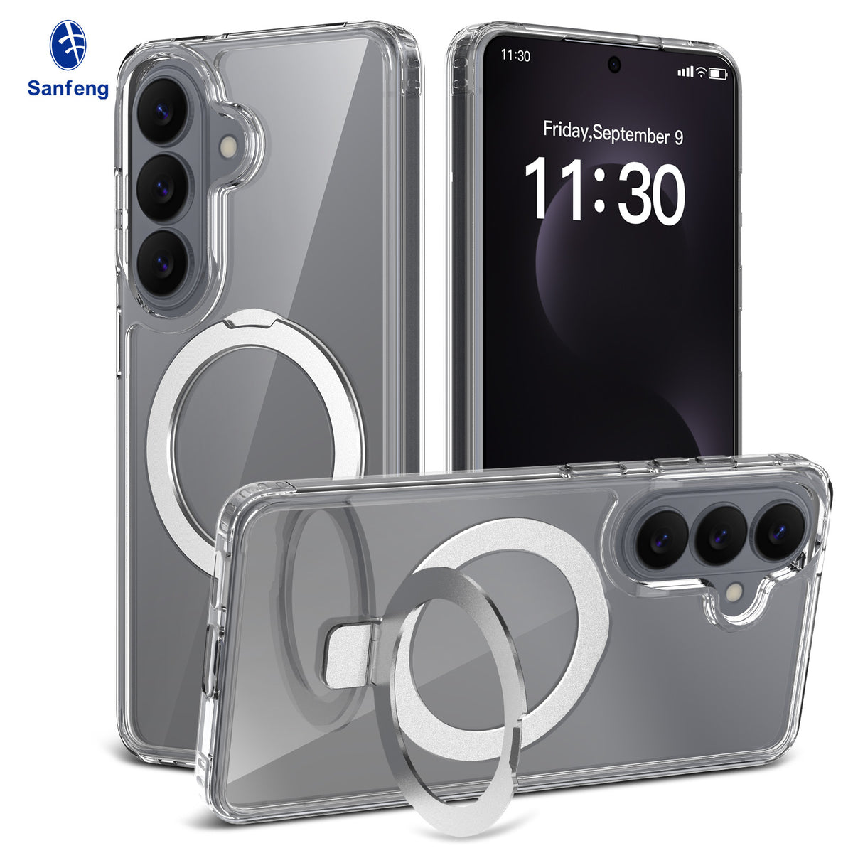Magnetic Frosted Shockproof Stand Phone Case for Samsung Galaxy S25 S24 S23 Ultra Plus, Slim TPU Anti-Fingerprint Protective Cover with Invisible Kickstand