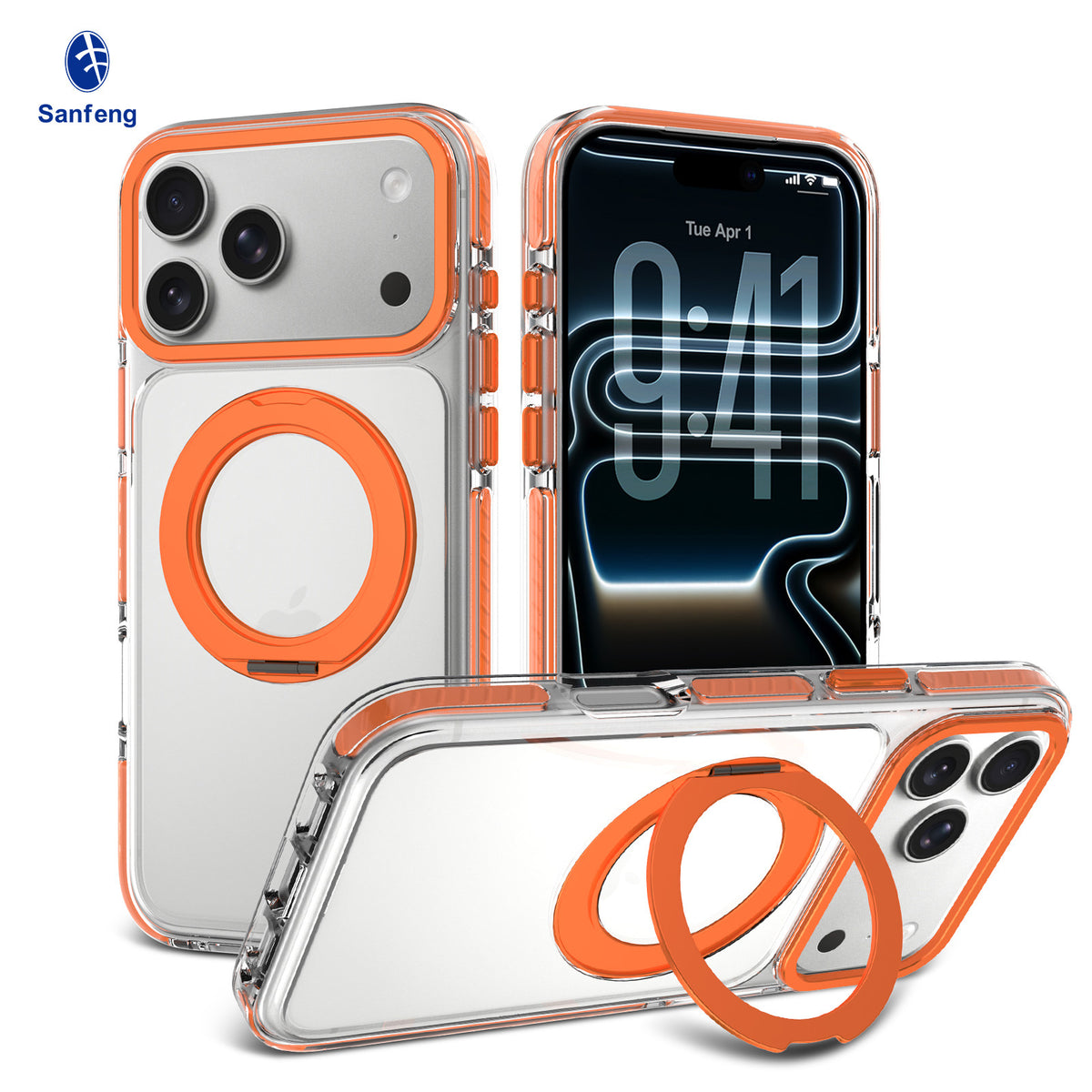 Silicone Anti-Fall Phone Case with Invisible Magnetic Lens Stand Compatible with iPhone 17, 16 & 15 Series, Two-Color Shockproof Cover