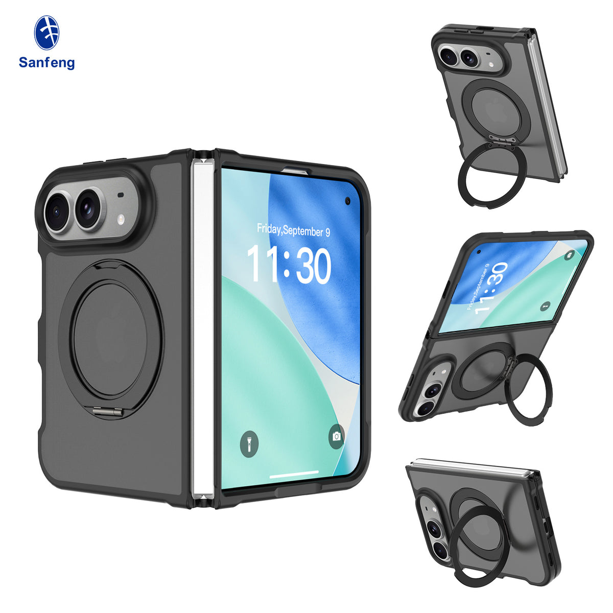 Magnetic Folding Phone Case for iPhone 18 Fold Duo, Skin-Feel TPU Protective Cover with Stand
