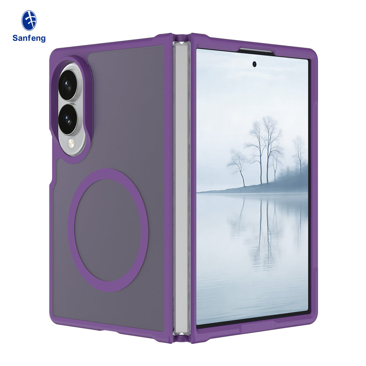 Sanfeng Magnetic Skin-Feel TPU Protective Phone Case for Samsung Z Fold Series - Slim Anti-Drop Foldable Cover