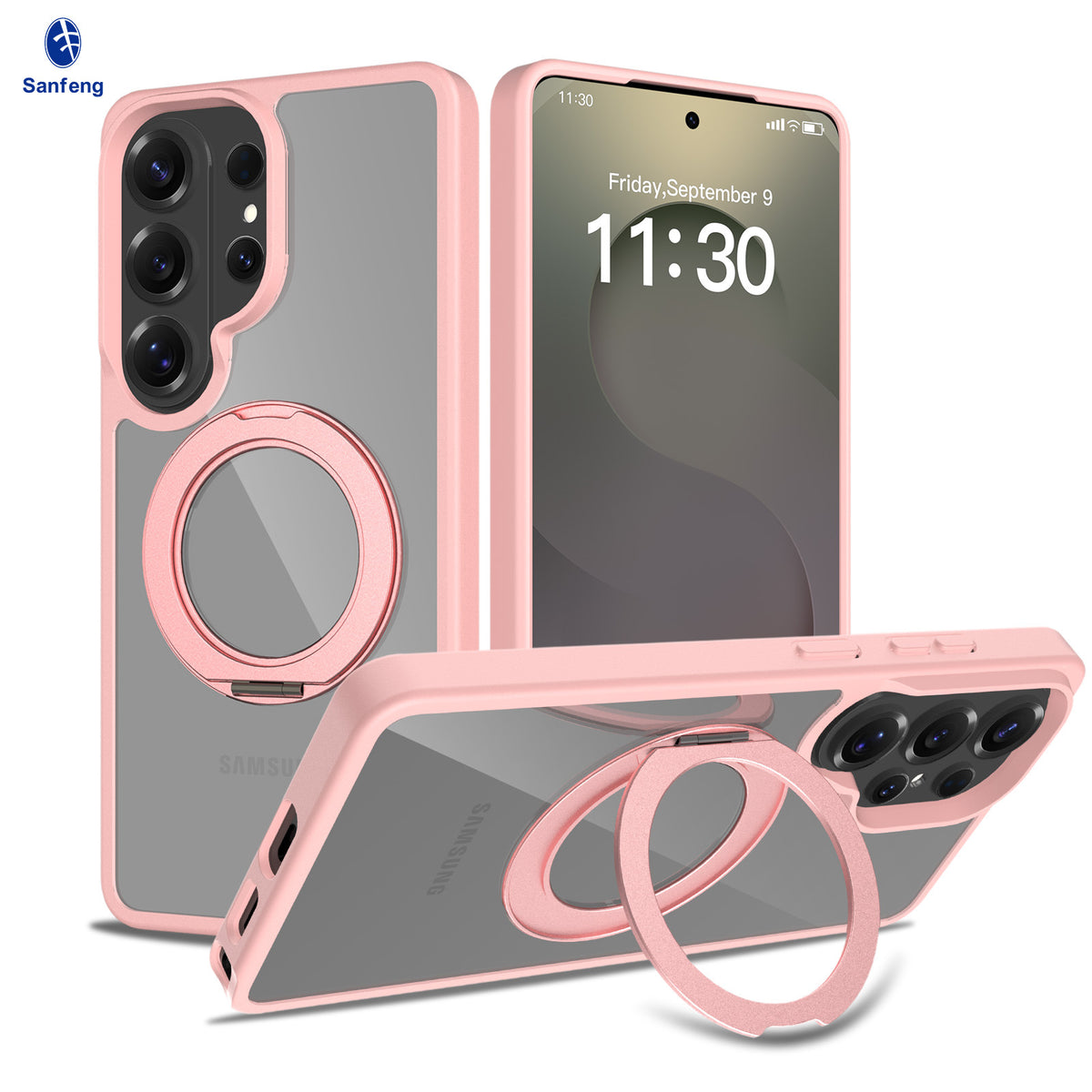 Magnetic Clear Case with Invisible Stand for Samsung Galaxy S25 S24 S23 Ultra Plus, Frosted TPU Anti-Fingerprint Protective Cover