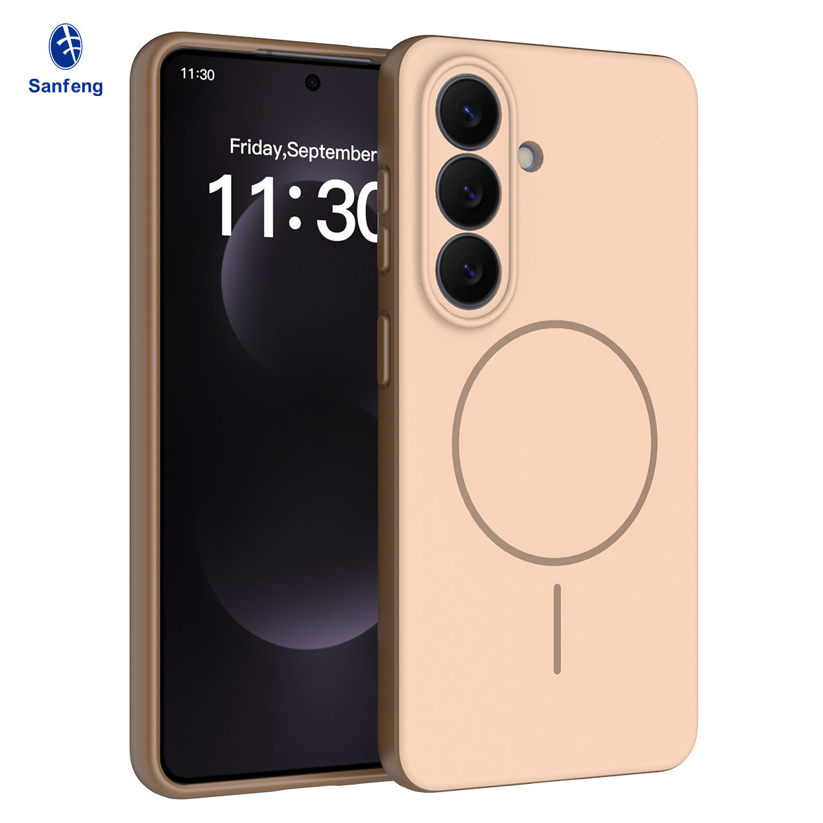 Matte Magnetic Phone Case Compatible with Samsung Galaxy S26 / S26 Plus / S25, TPU Protective Cover with Lanyard Hole & Anti-Fingerprint Finish - Light Brown
