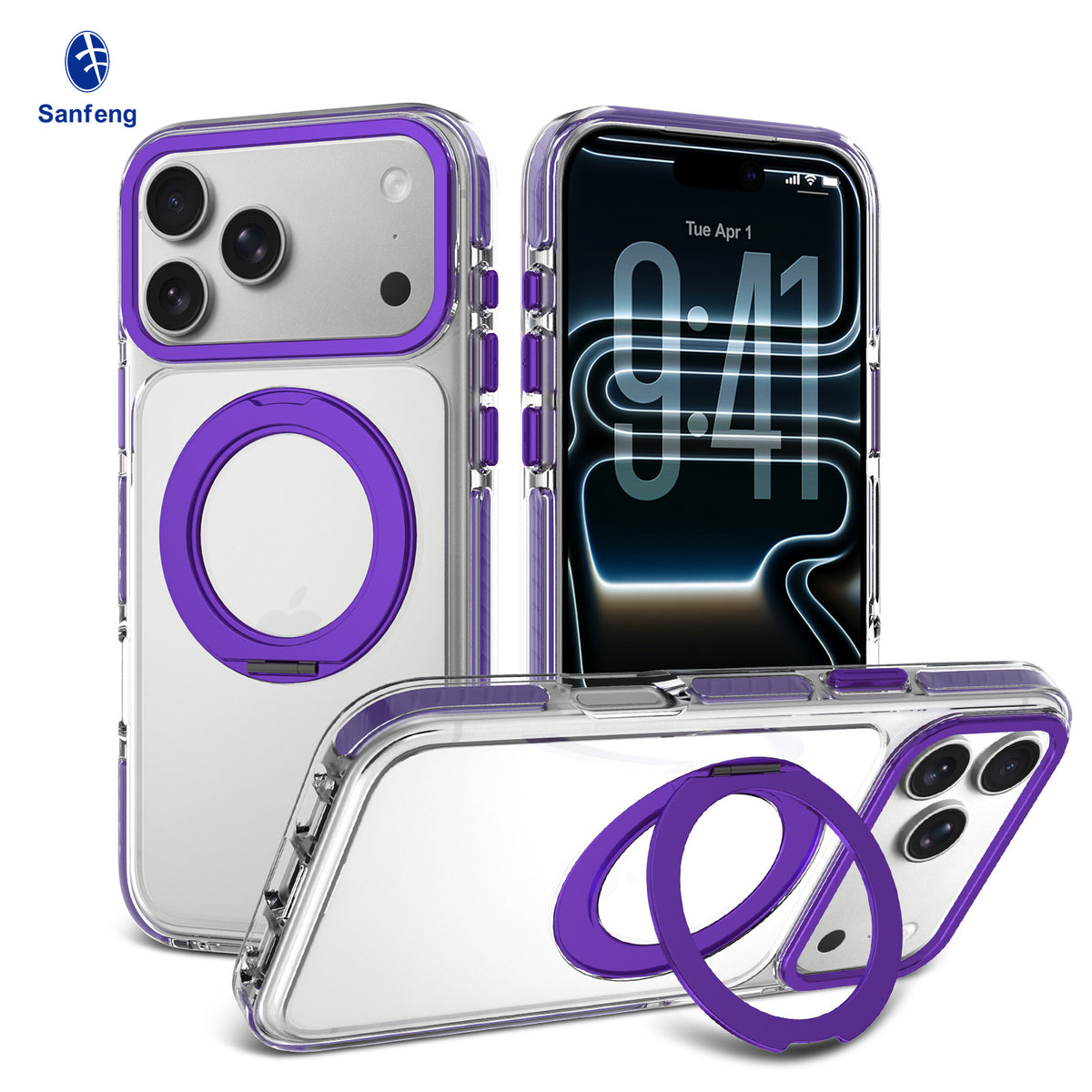 Silicone Anti-Fall Phone Case with Invisible Magnetic Lens Stand Compatible with iPhone 17, 16 & 15 Series, Two-Color Shockproof Cover