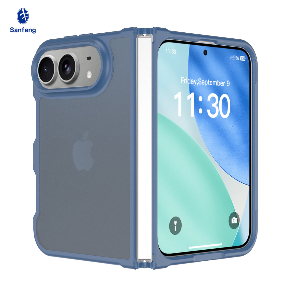 Sanfeng Matte Skin-Feel TPU Protective Case for iPhone, Semi-Transparent Anti-Fall Phone Cover